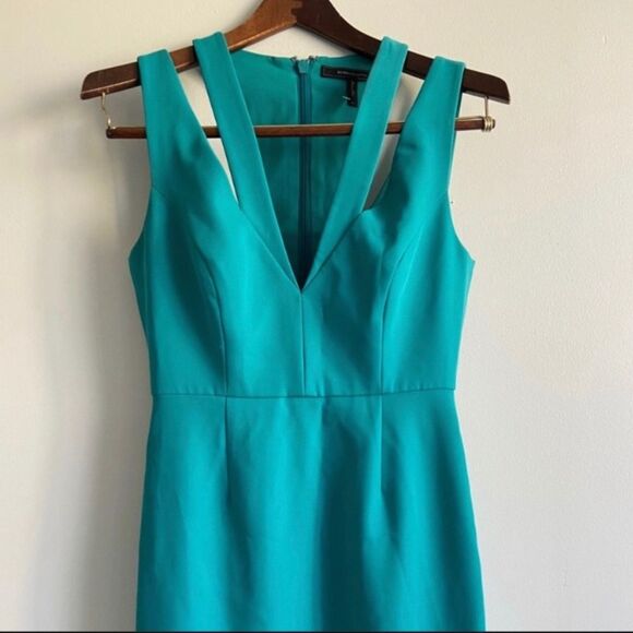 BCBG MAXAZRIA Teal Mermaid Fitted Gown chic boho - Picture 6 of 9